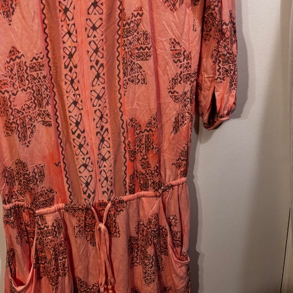 Juicy Couture Blouson Dress Orange Print 3/4 Sleeves Size Medium - Picture 6 of 10